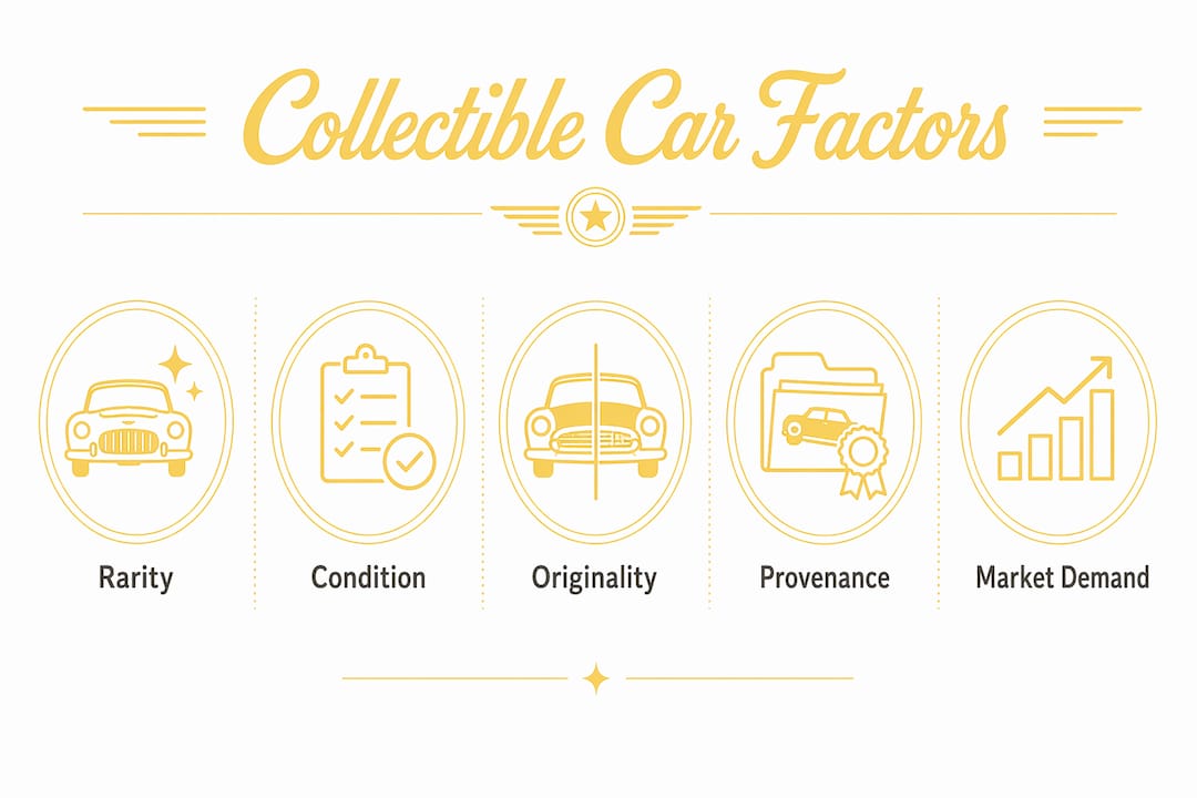 Infographic showing hierarchy of car collectible factors