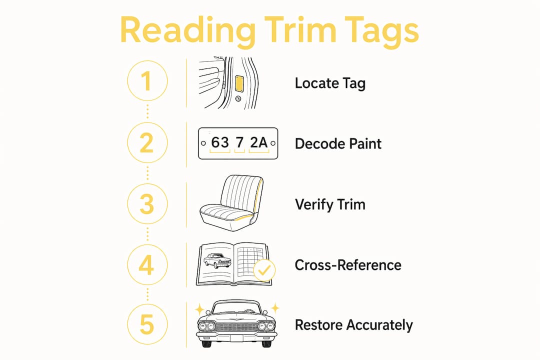 Infographic showing steps to read and use trim tag data