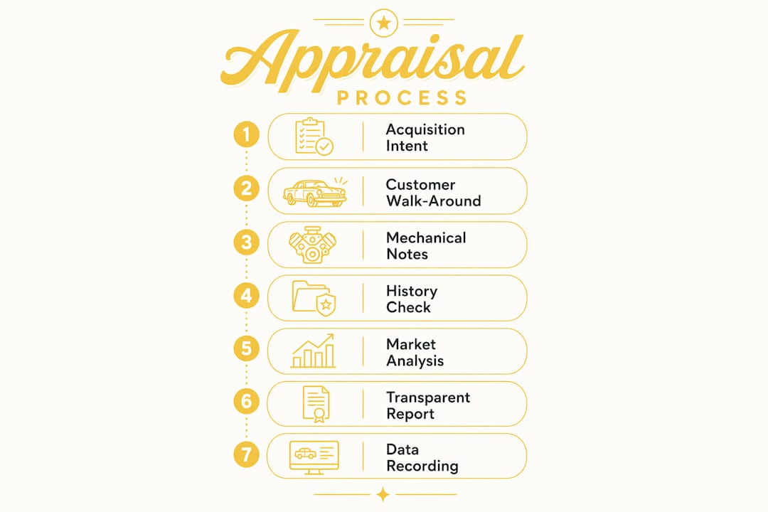 Infographic illustrating vehicle appraisal steps