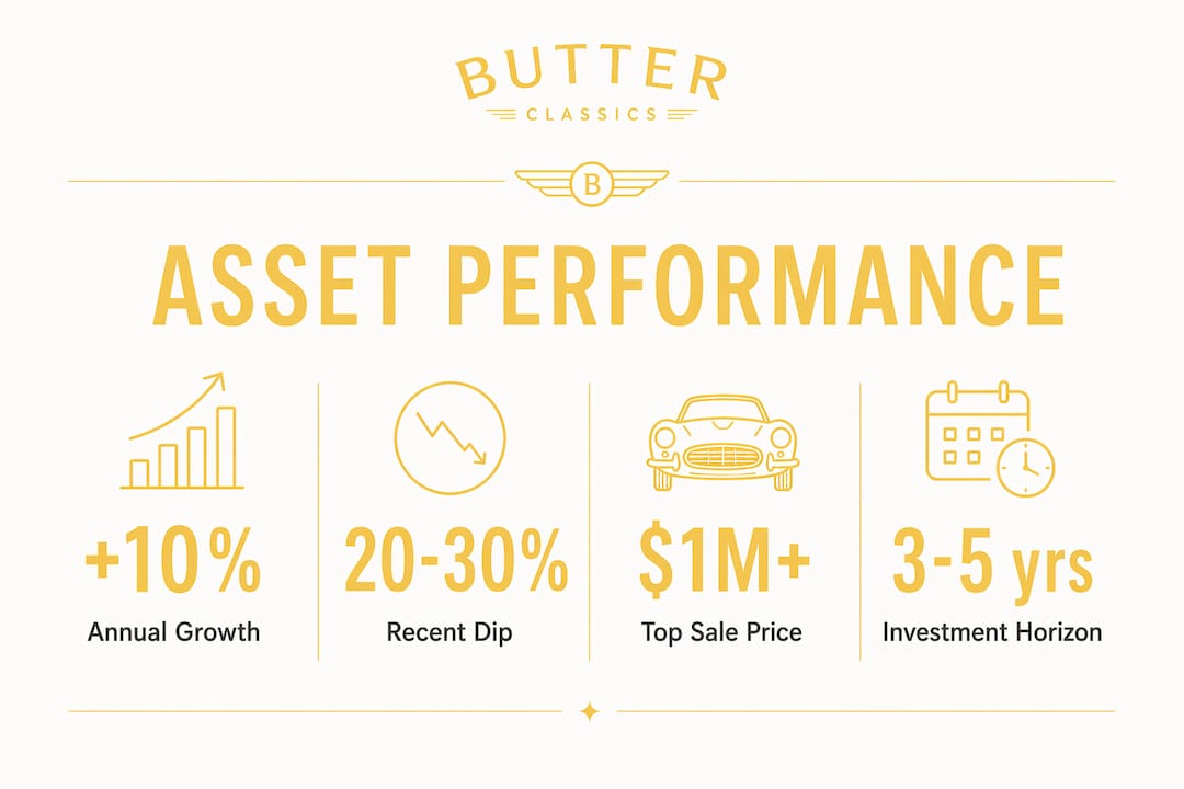 Infographic showing trophy car investment performance statistics