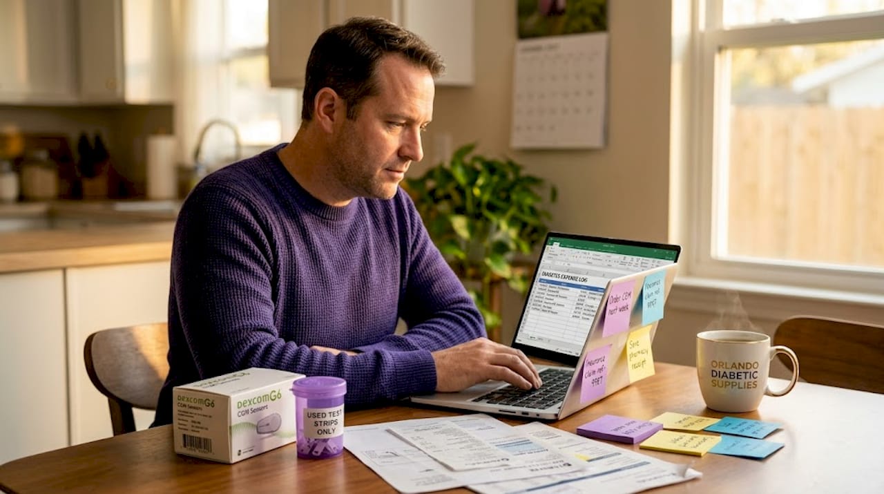 Man logs diabetes supply costs in spreadsheet