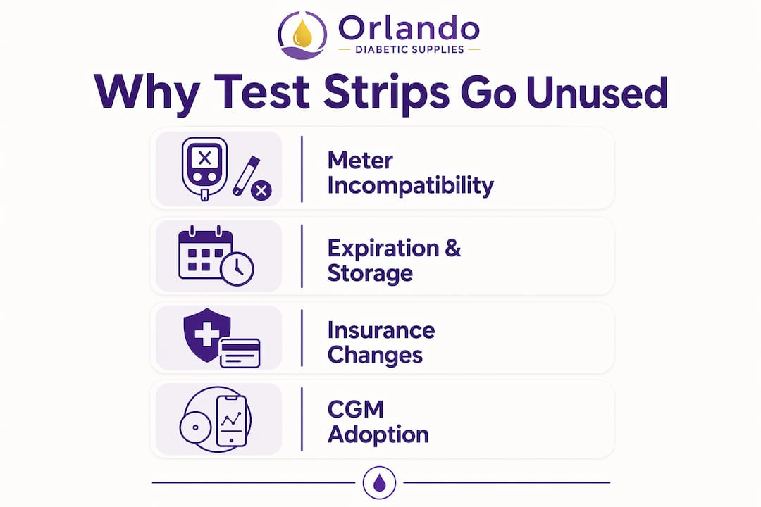 Infographic illustrating reasons test strips become unused