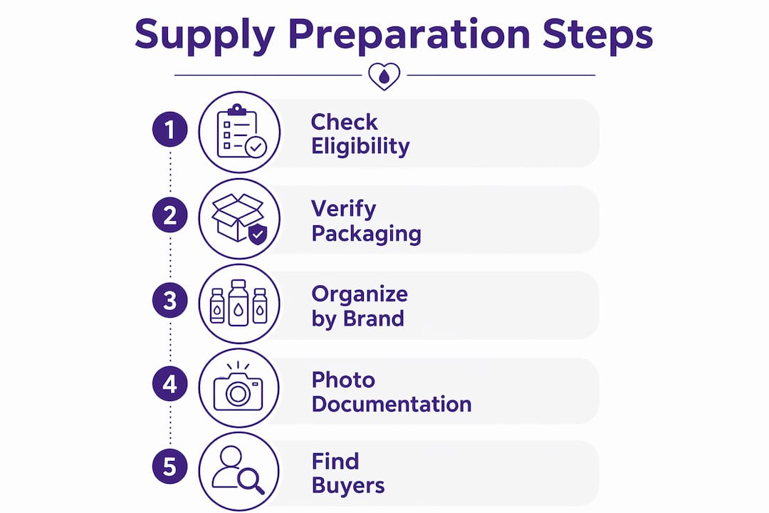 Vertical flow infographic showing supply preparation steps