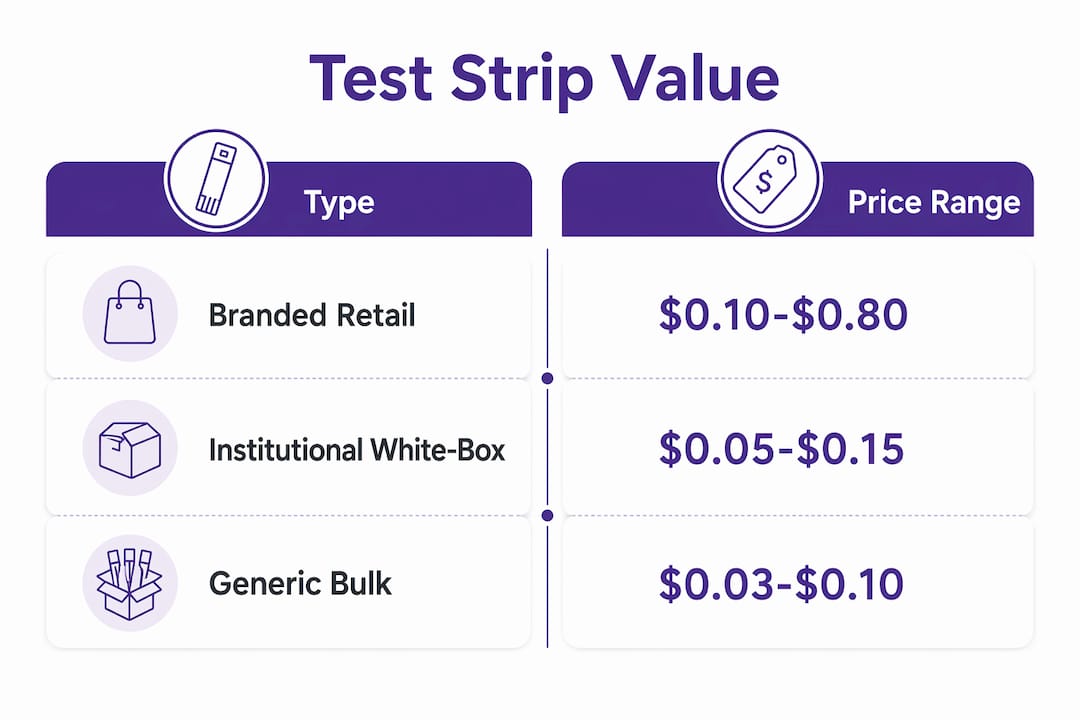 Infographic comparing test strip types and prices