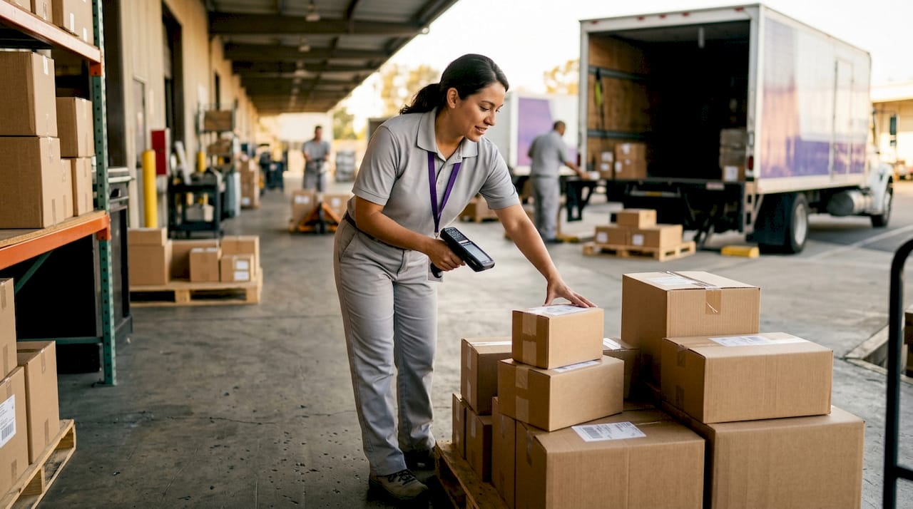 Hands scanning and sorting diabetic test strip shipments