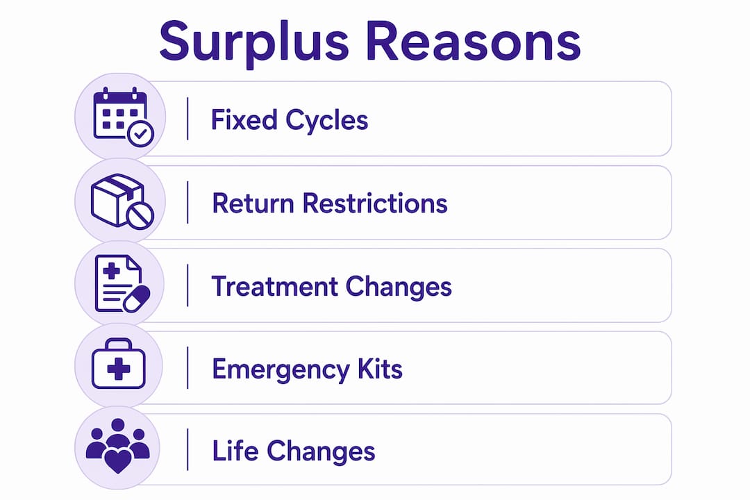 Infographic illustrating reasons for diabetic supplies surplus