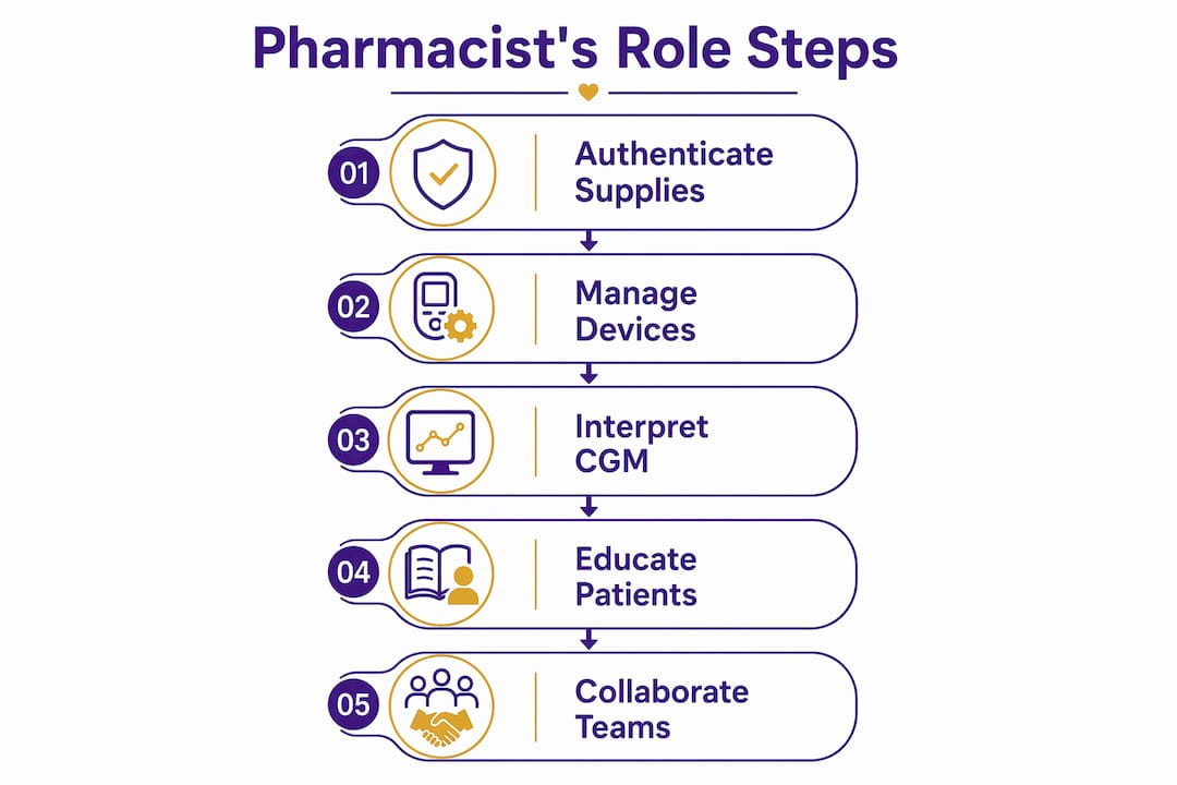 Infographic outlining pharmacist roles in diabetes care