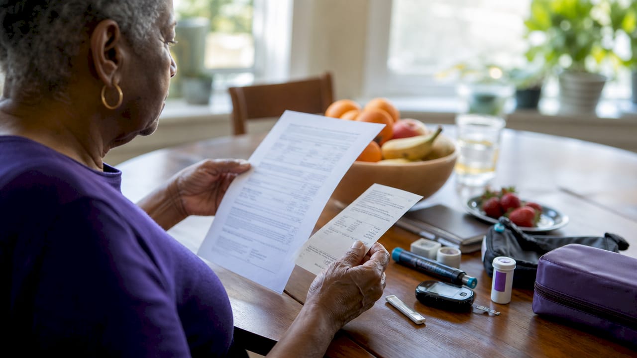 Hands holding Medicare and prescription documents