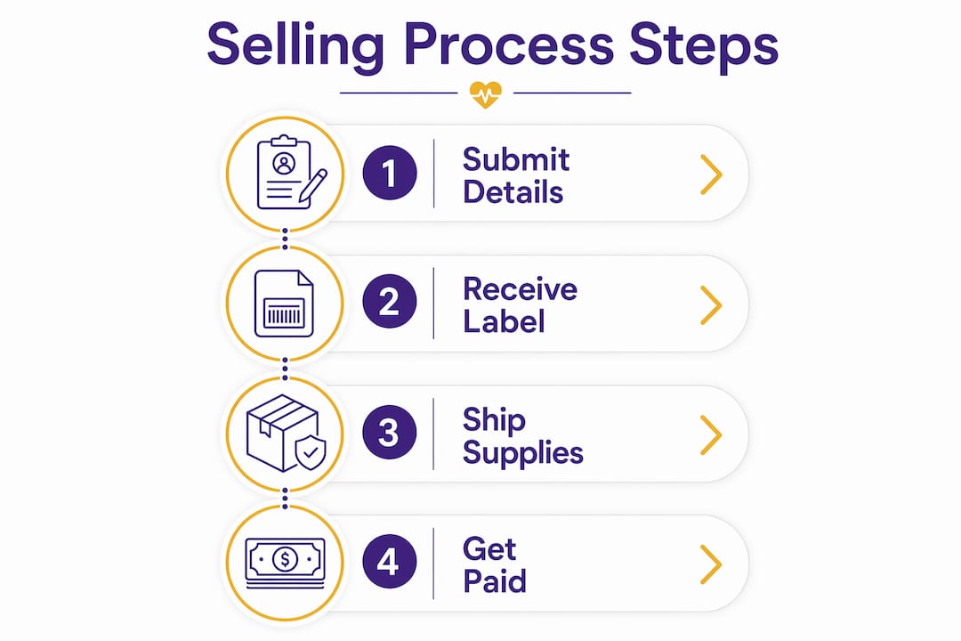 Infographic showing steps for repeat selling diabetic supplies