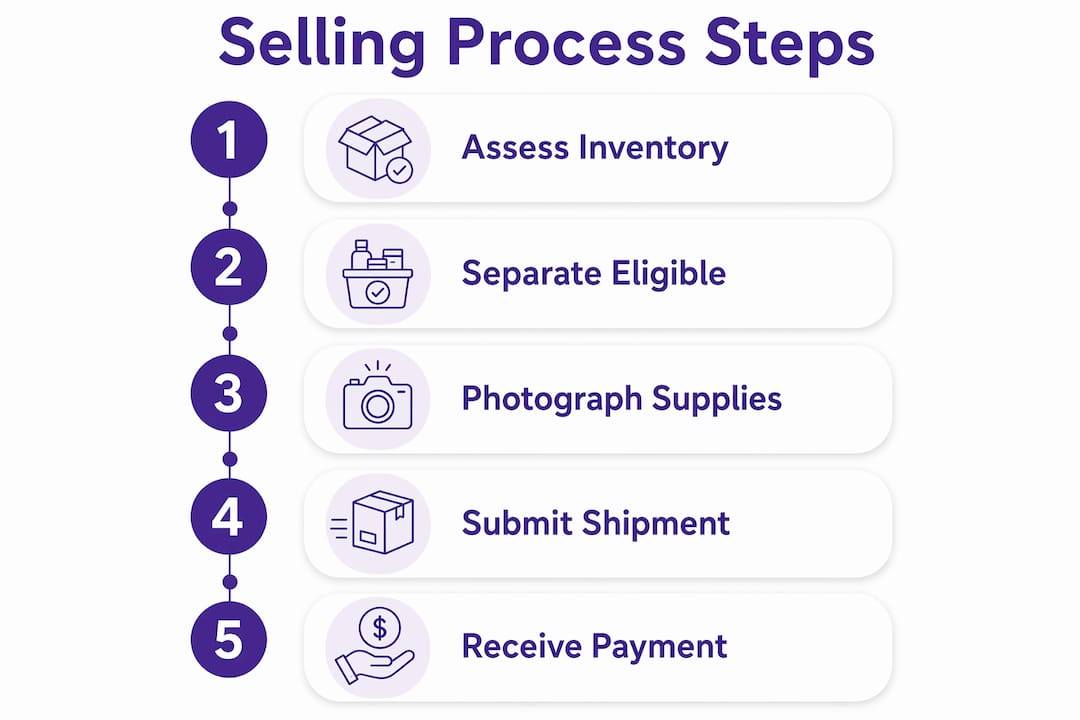Infographic depicting diabetic supplies selling step-by-step