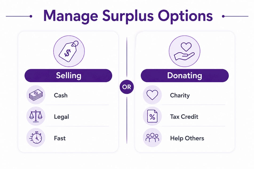 Infographic comparing selling and donating surplus diabetic supplies