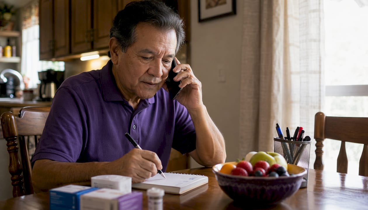 Senior man on phone verifying supplier enrollment