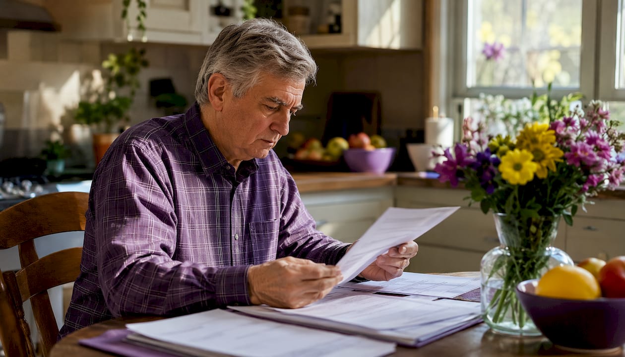 Hands organizing diabetic supply insurance paperwork