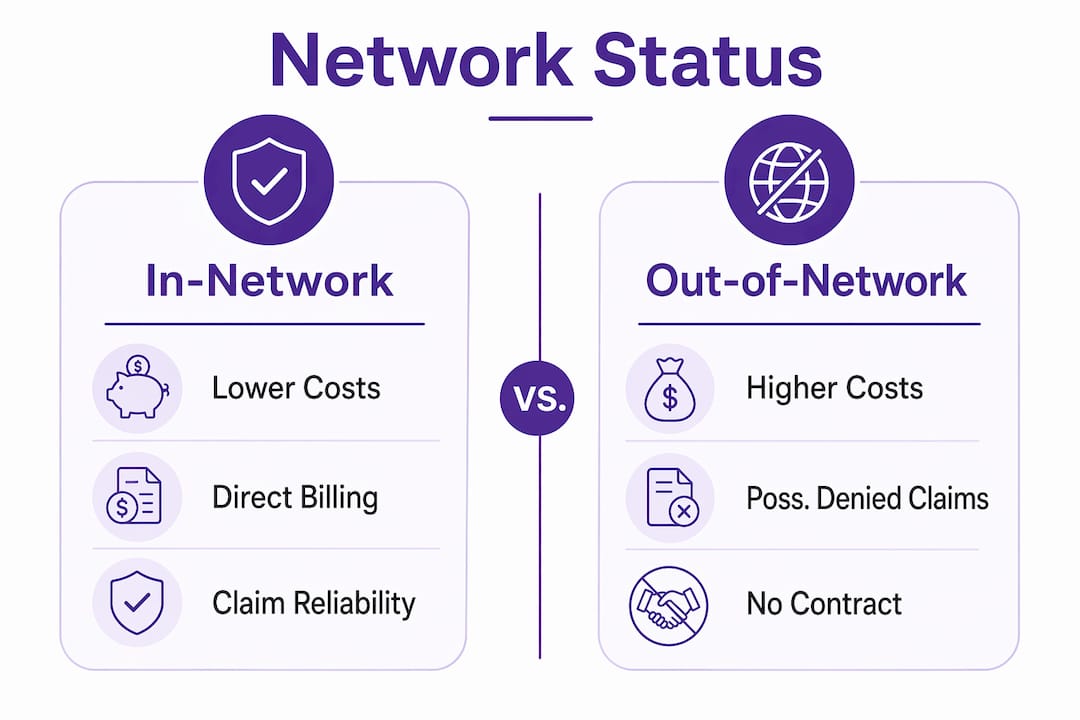 Infographic comparing in-network and out-of-network suppliers