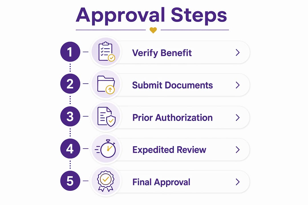 Infographic showing diabetic device insurance approval steps