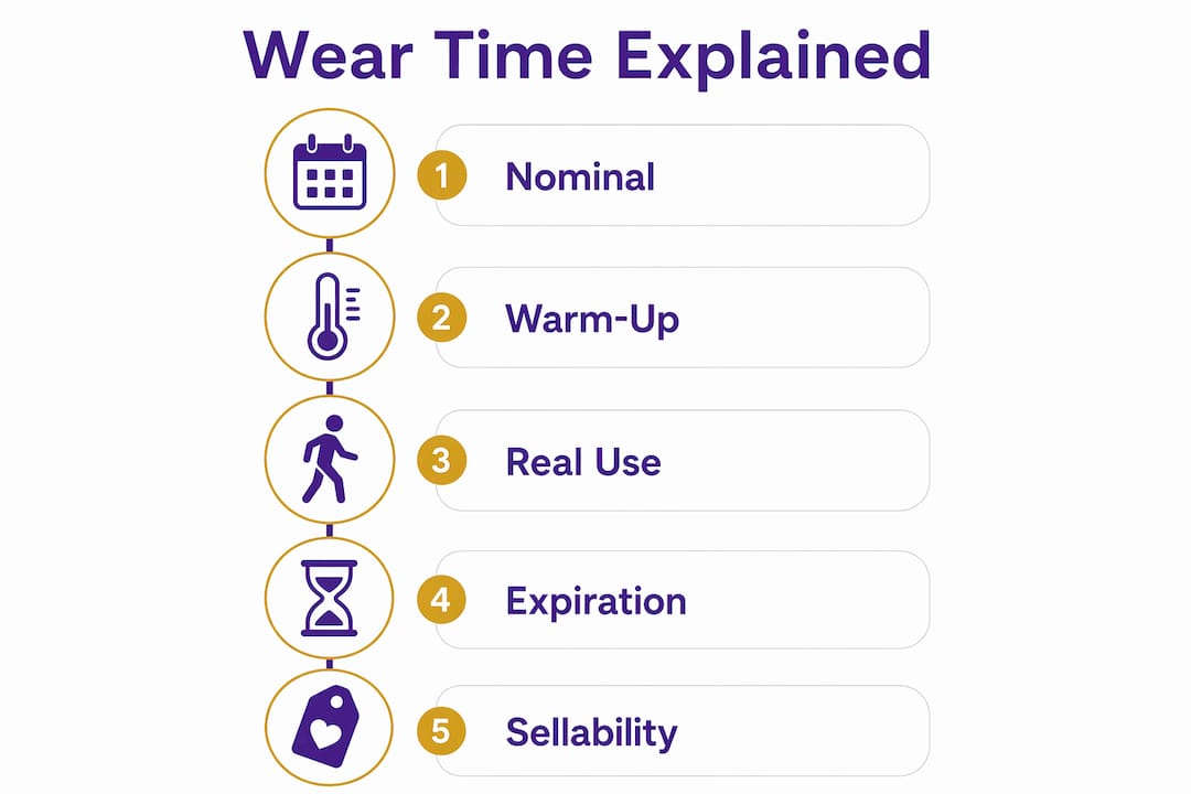 Infographic showing diabetic device wear time stages