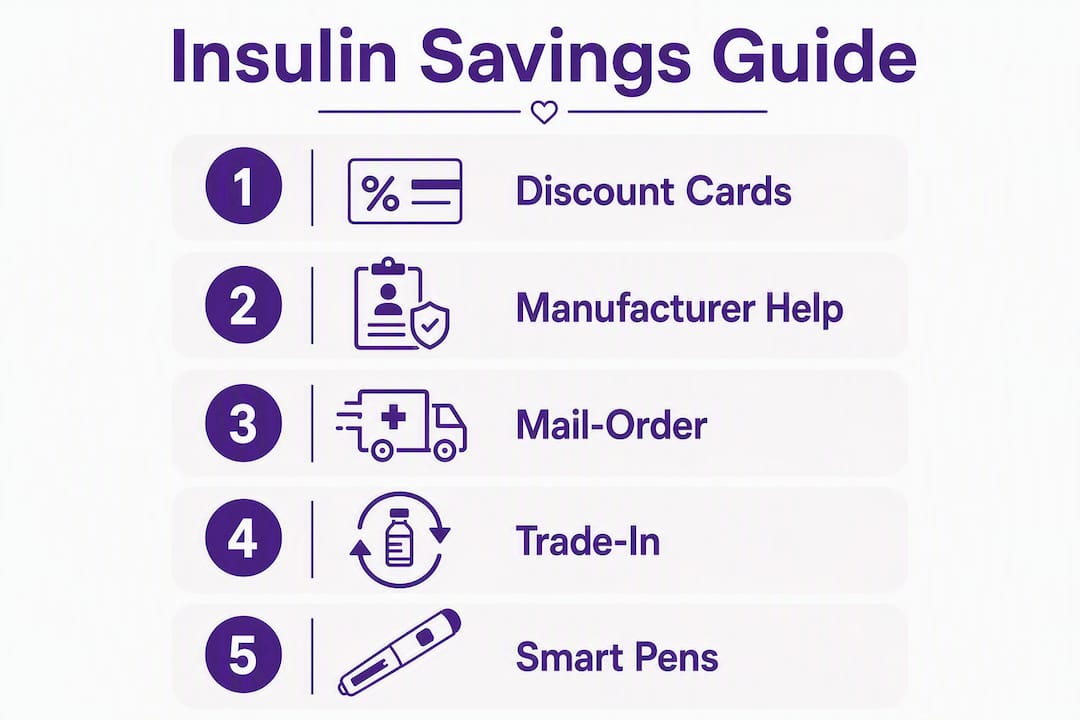 Infographic showing insulin cost saving steps