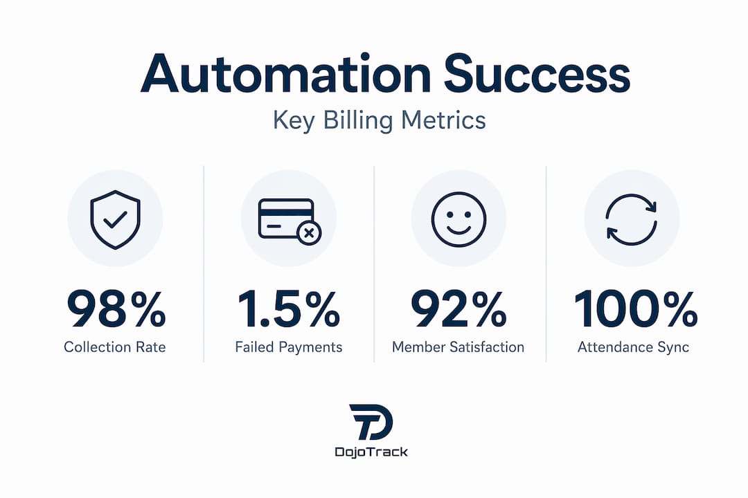 Infographic with key BJJ billing automation success stats
