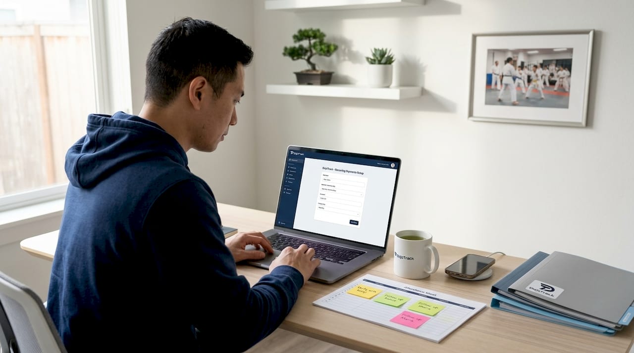 Studio manager configuring recurring billing in software