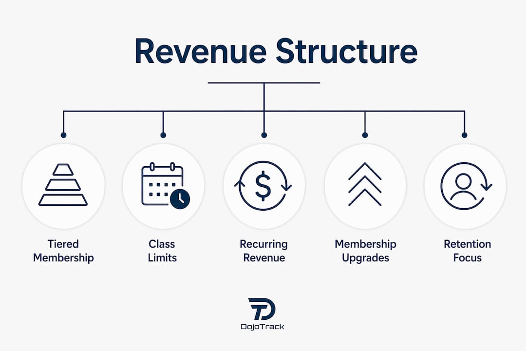 Infographic illustrating martial arts studio revenue structure