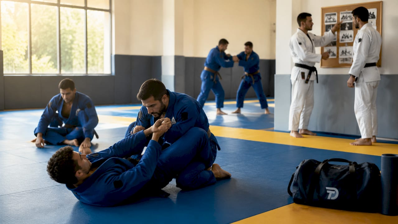 BJJ academy groups practicing different tiers