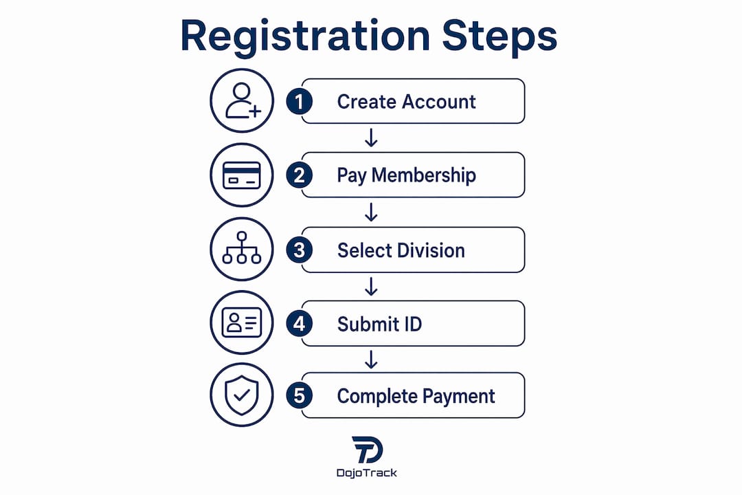 Infographic outlining martial arts registration steps