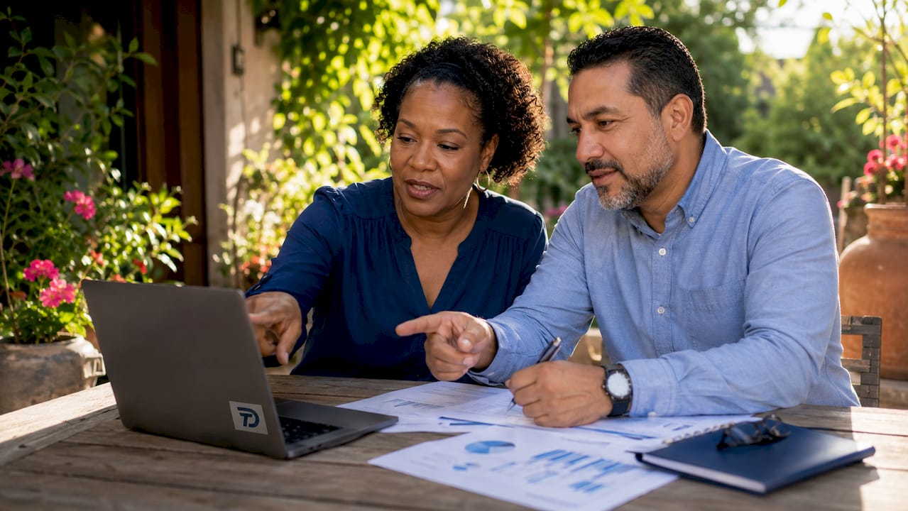 Teachers collaborating on analytics platform in classroom