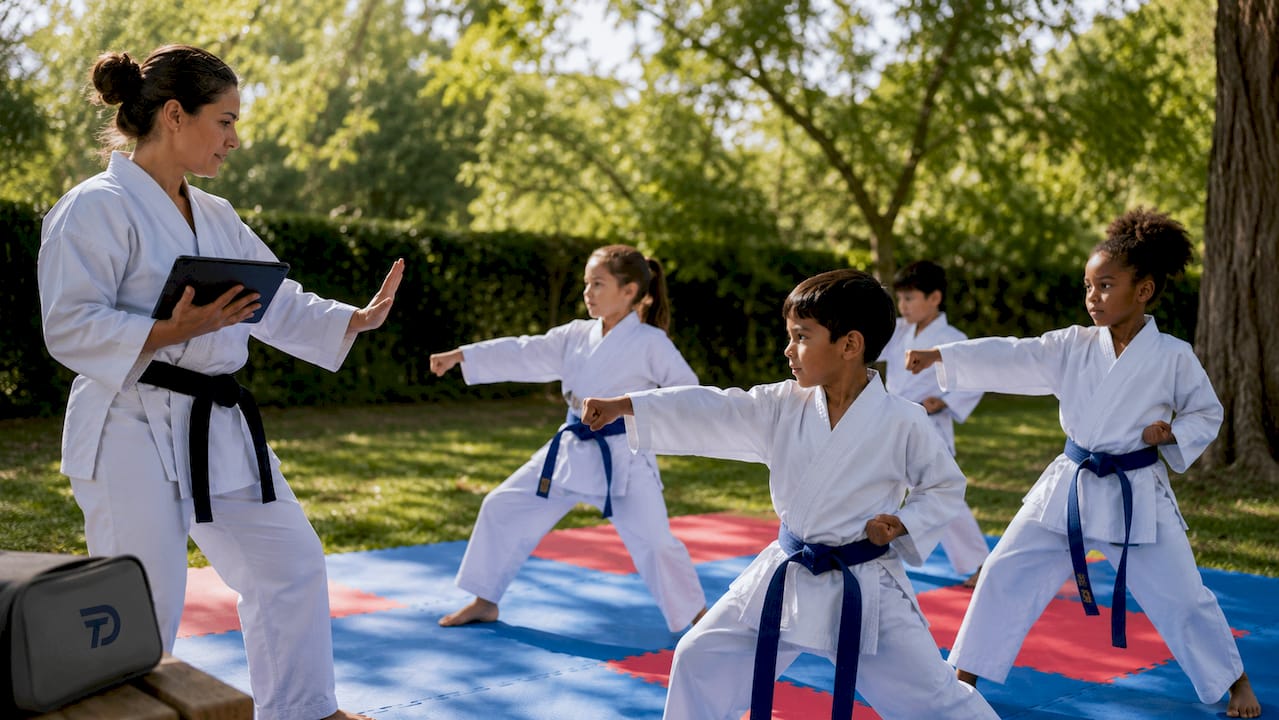 Instructor showing students digital belt progress
