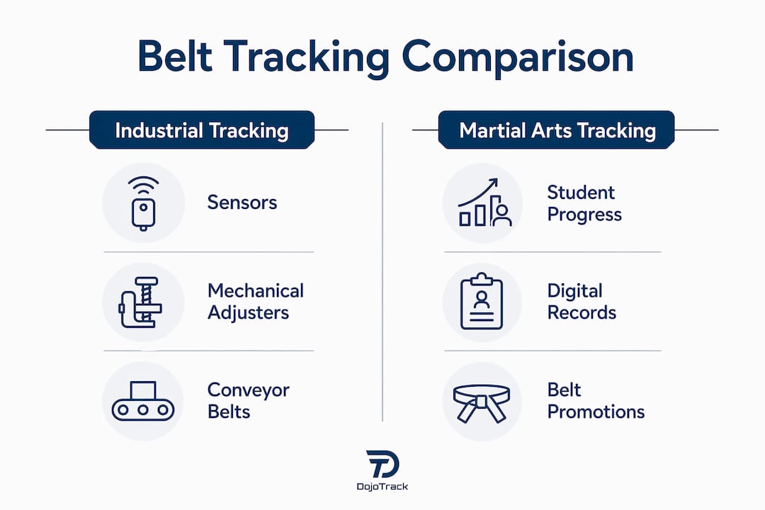 Comparison infographic of belt tracking types