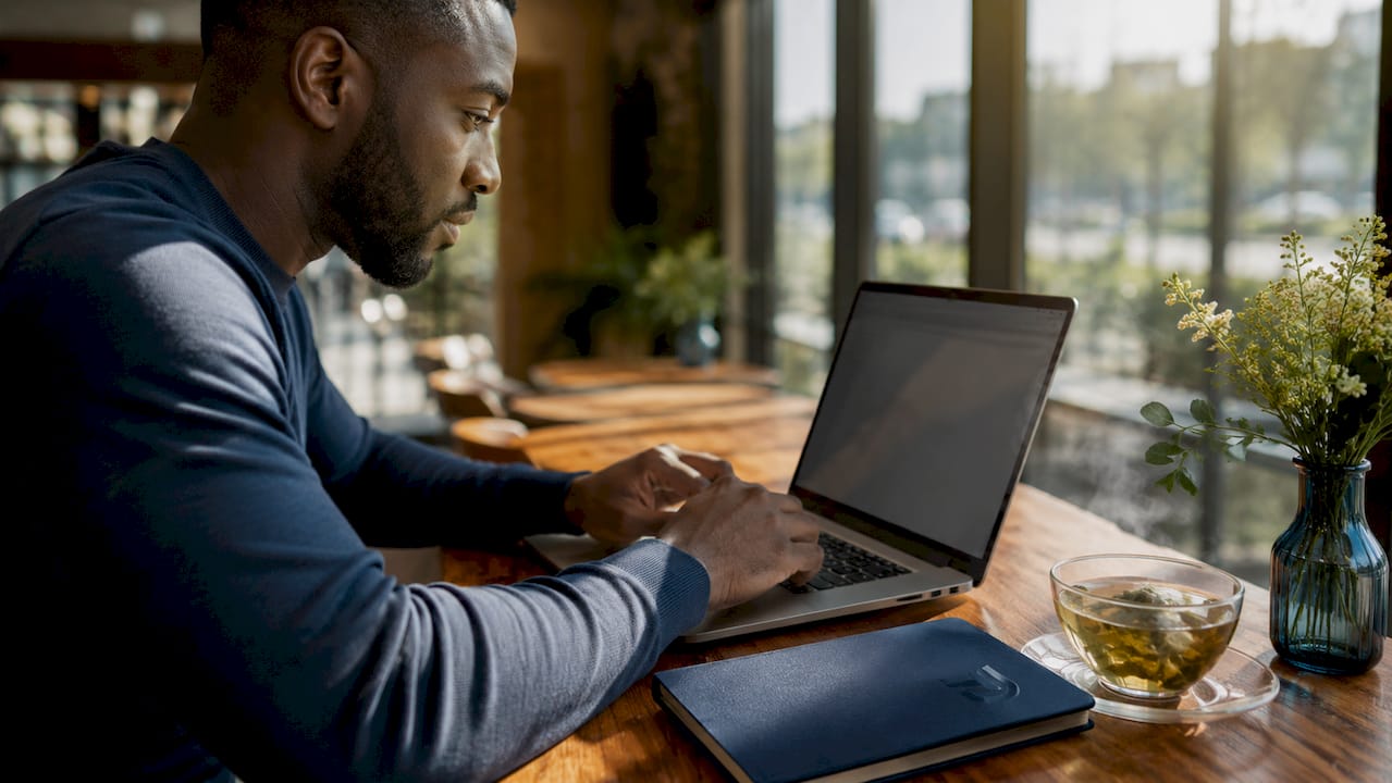 Hands typing on laptop scheduling software
