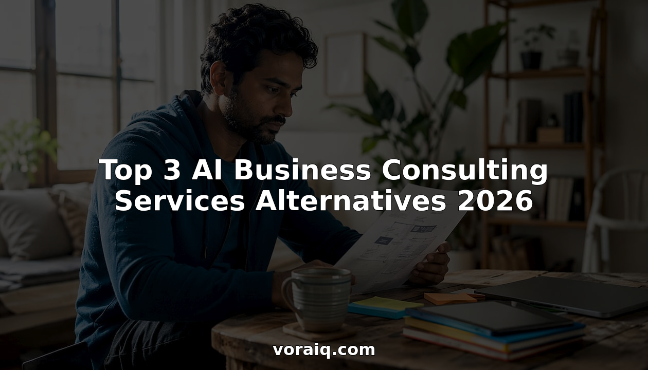 Founder reviewing AI business consulting roadmap in home office