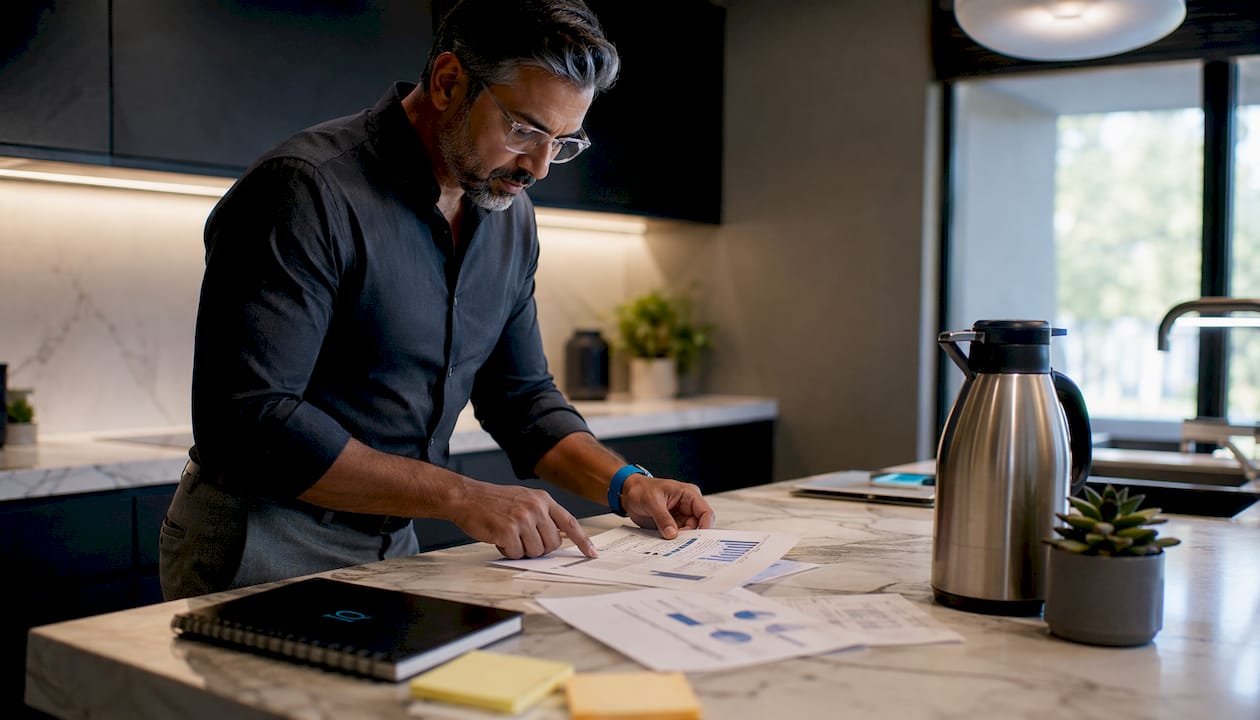 Mentor reviewing financial business plan documents
