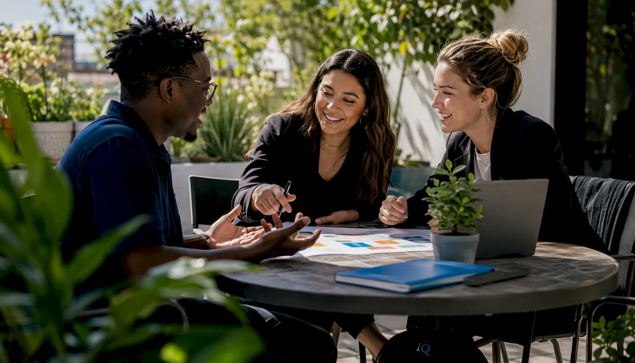 Team planning AI-enhanced business workflows
