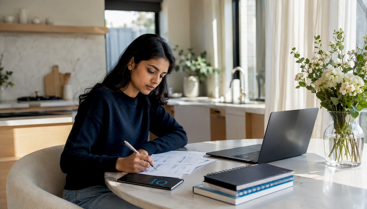 Solo founder planning startup at home desk