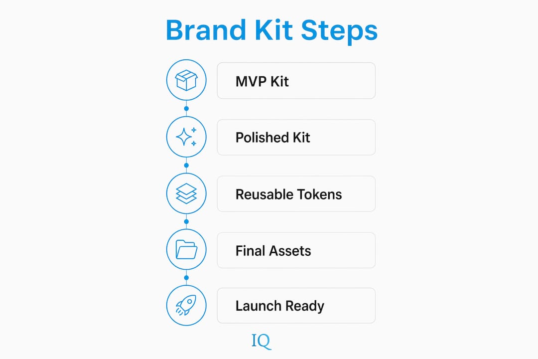 Infographic showing steps to create brand kit