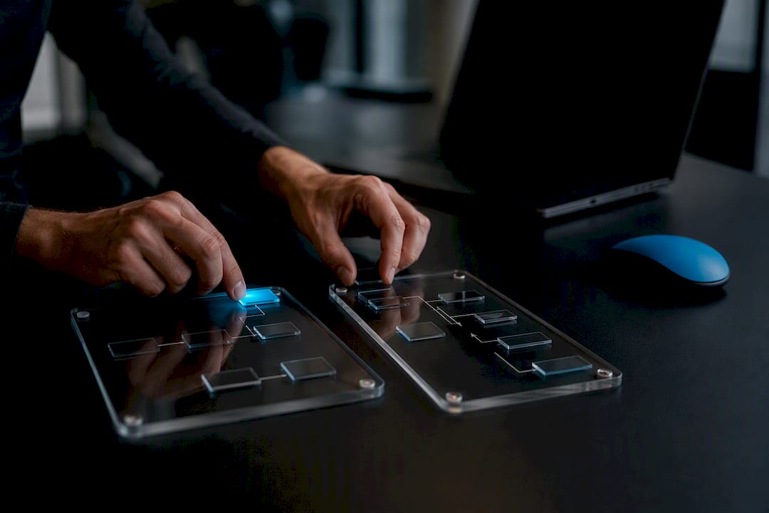 Hands arranging strategy and roadmap boards