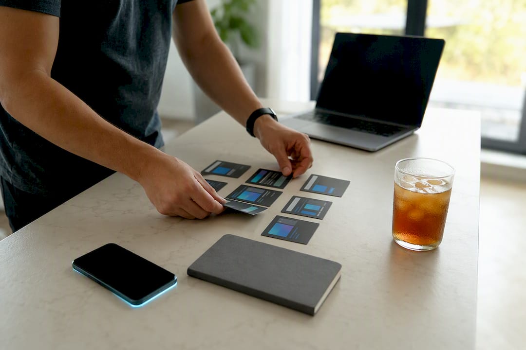 Entrepreneur setting up sprint planning workspace