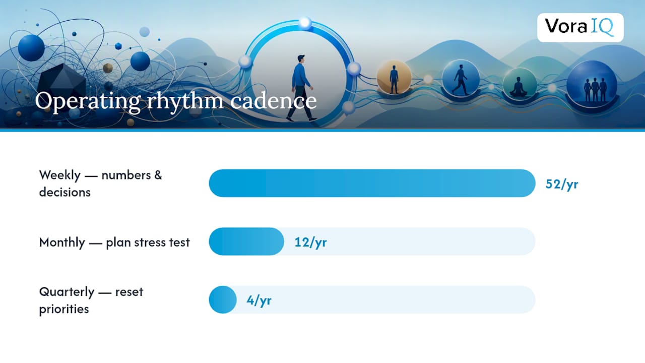 Diagram of founder operating rhythm meeting cadence