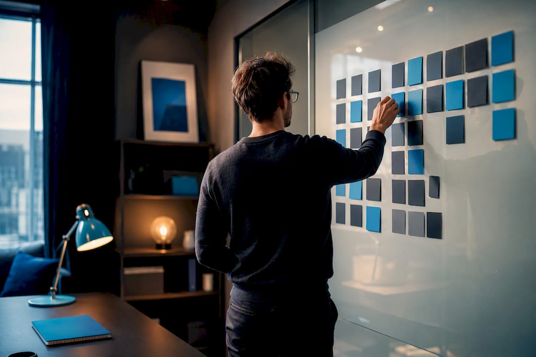 Founder reviewing a social media calendar