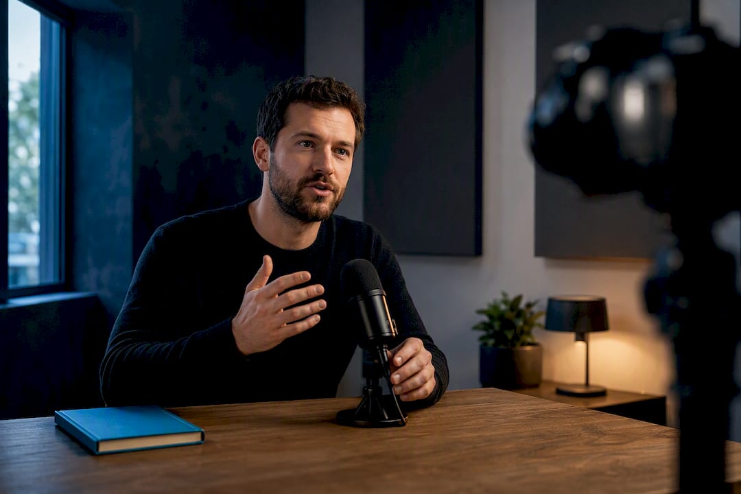 Founder recording educational startup content