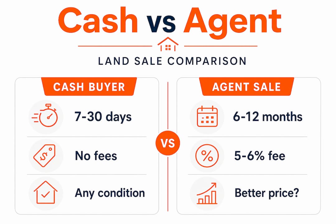 Infographic comparing cash buyer versus agent sale