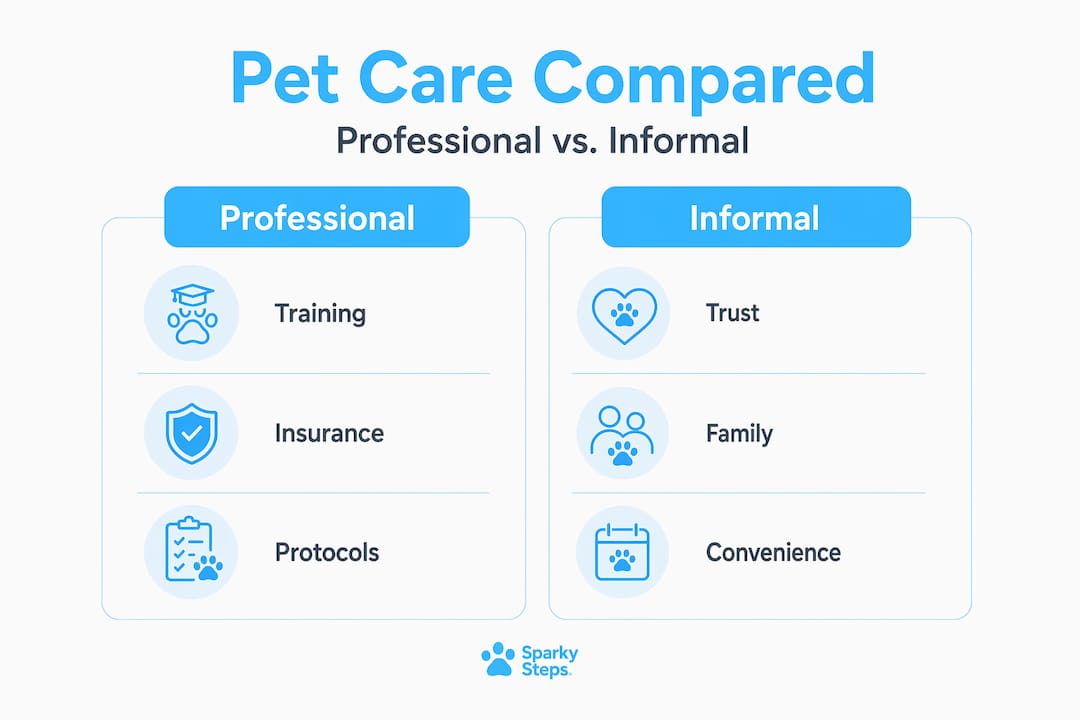 Infographic comparing professional and informal pet care