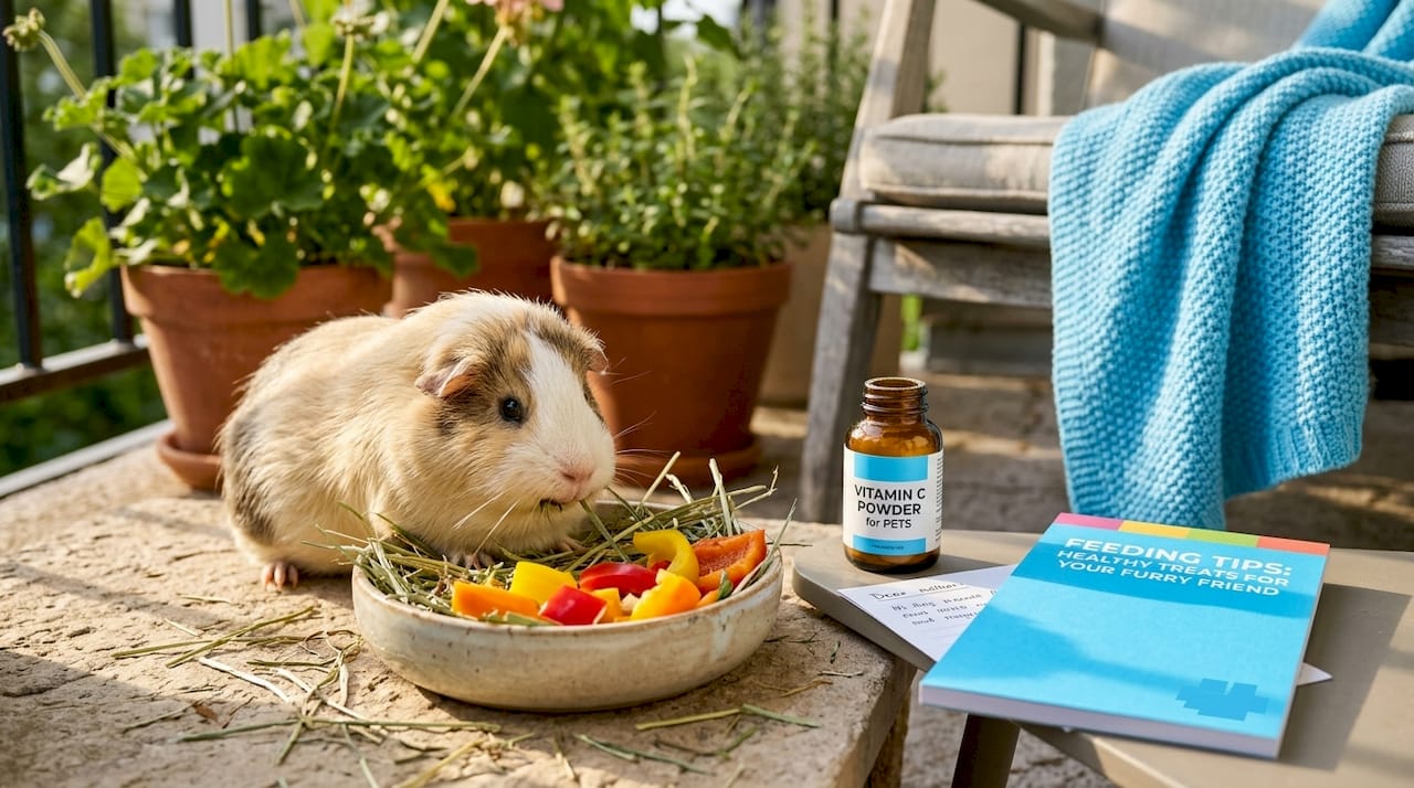 Guinea pig eating fiber-rich diet with vitamin C