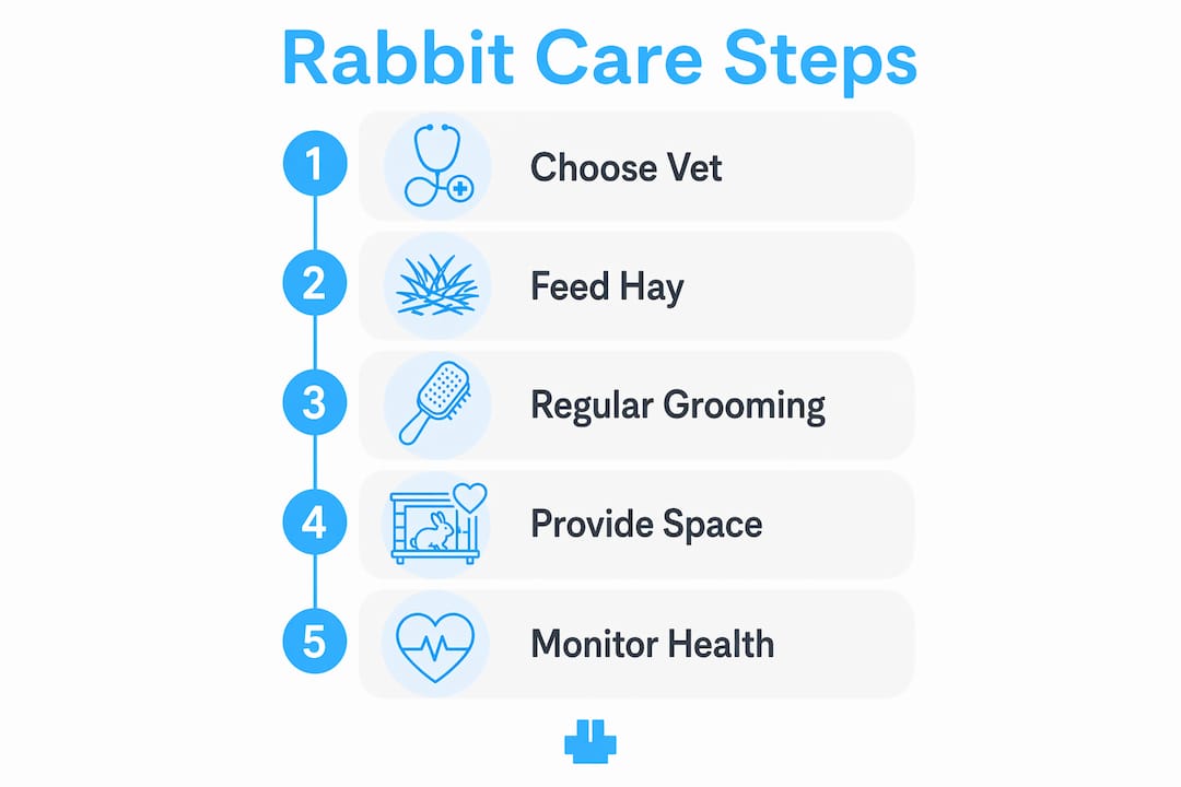 Infographic showing key rabbit care steps