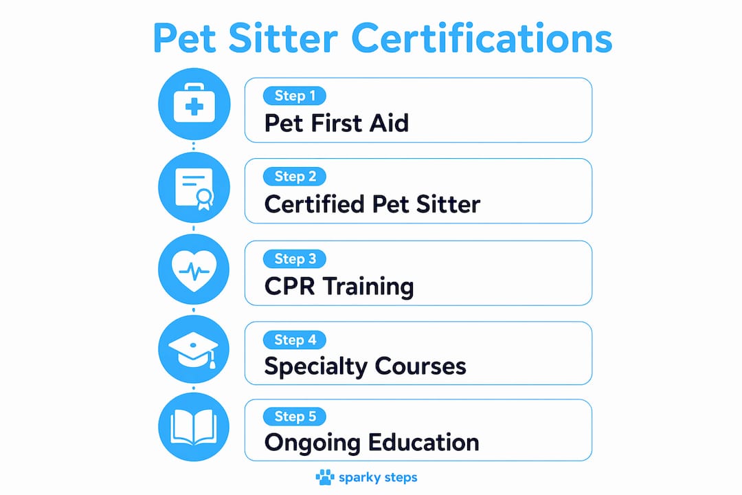 Infographic showing pet sitter certification steps