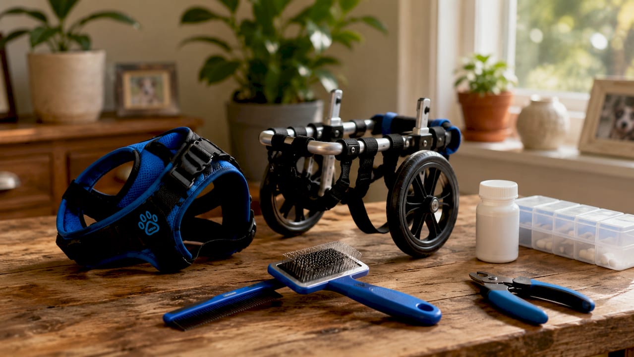 Specialized pet care equipment on table