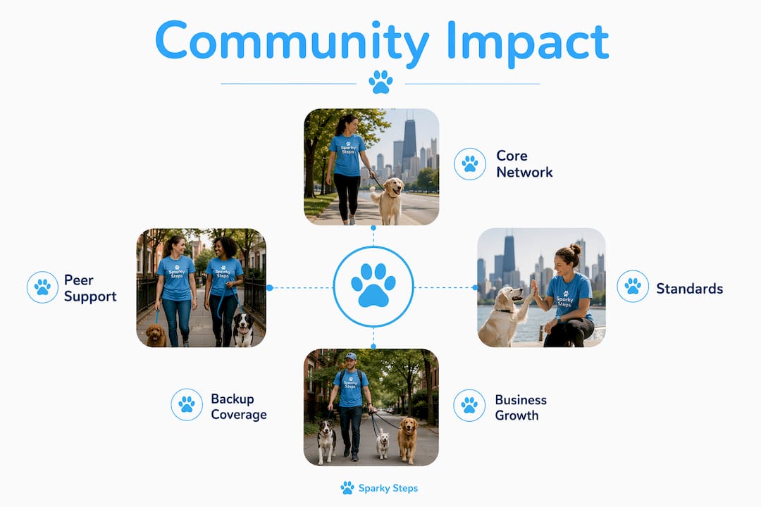 Infographic illustrating key elements of pet care community impact