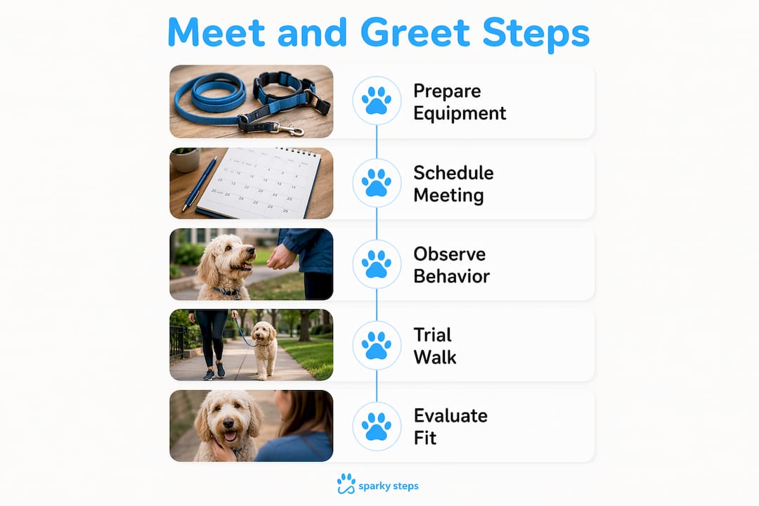 Infographic with step-by-step meet and greet process