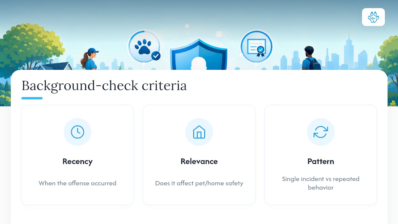 Diagram explaining recency, relevance and pattern in background checks