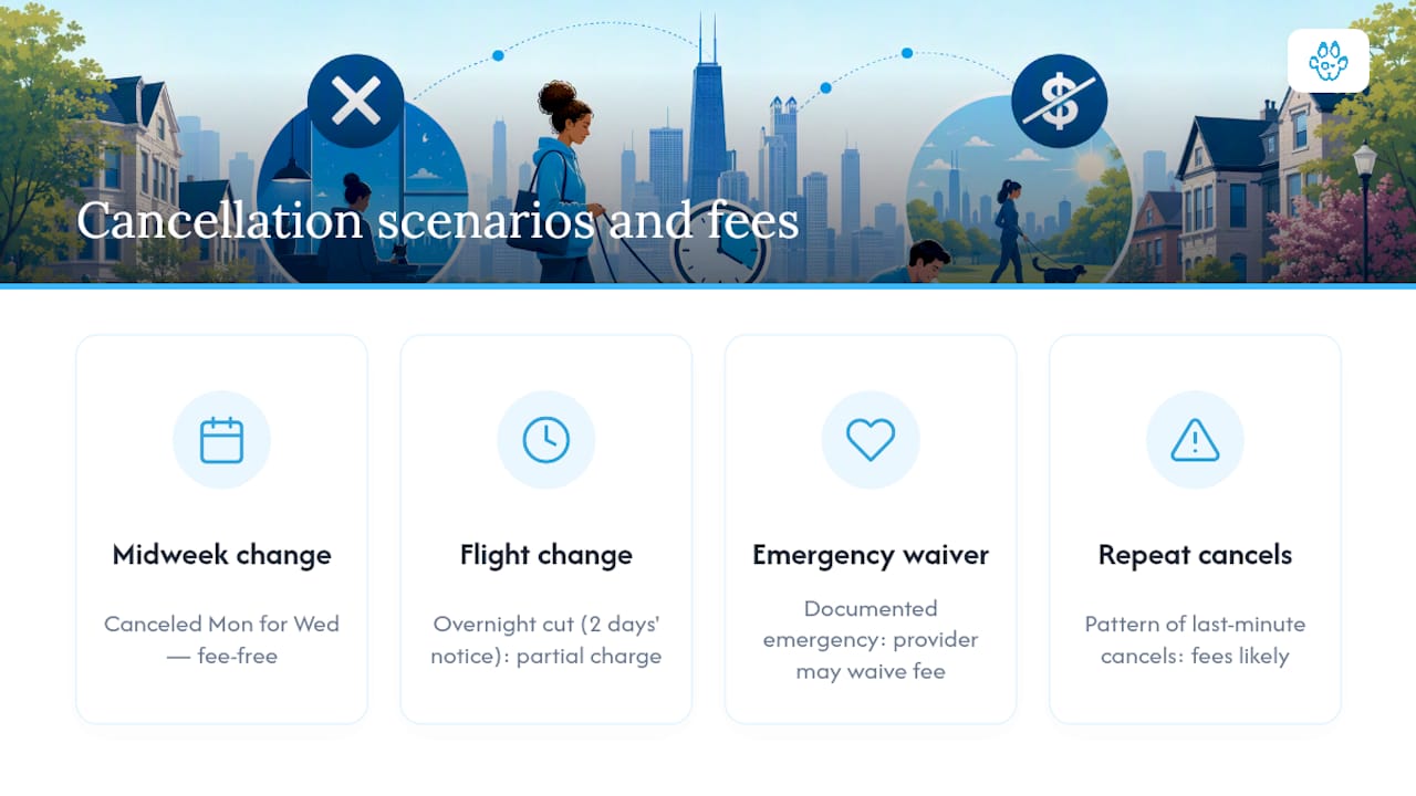 Four pet sitting cancellation fee scenarios